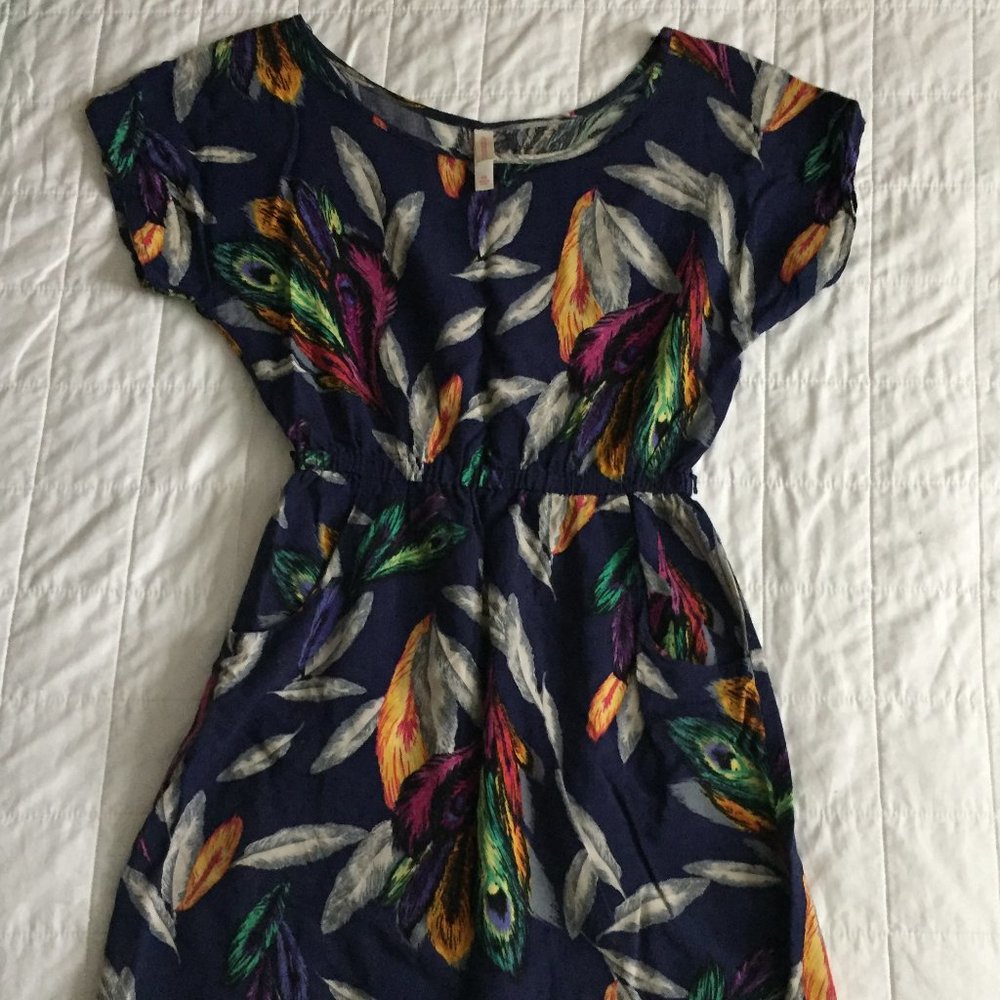 Blue Dress with Feather Design - Xhilaration